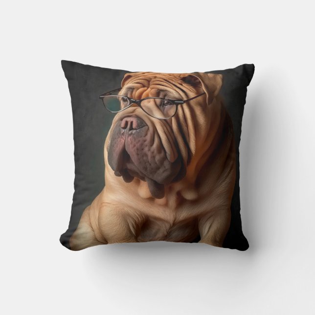 Almofada Cachorro Shar Pei Inteligente com Design de Livro (Frente)