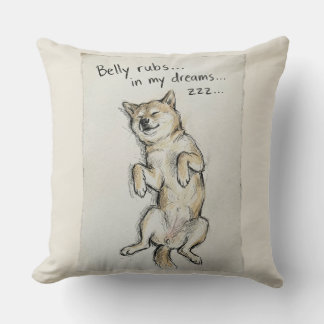 Almofada Cachorro Shiba Adormecido e Fofo "Belly Rubs In My