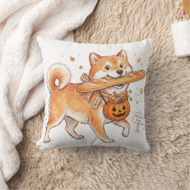Almofada Cachorro Shiba Inu Engraçado no Pão Baguete no Hal