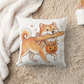 Almofada Cachorro Shiba Inu Engraçado no Pão Baguete no Hal