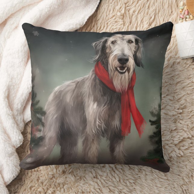 Almofada Cachorro Wolfhound no Natal da Neve (Cobertor)