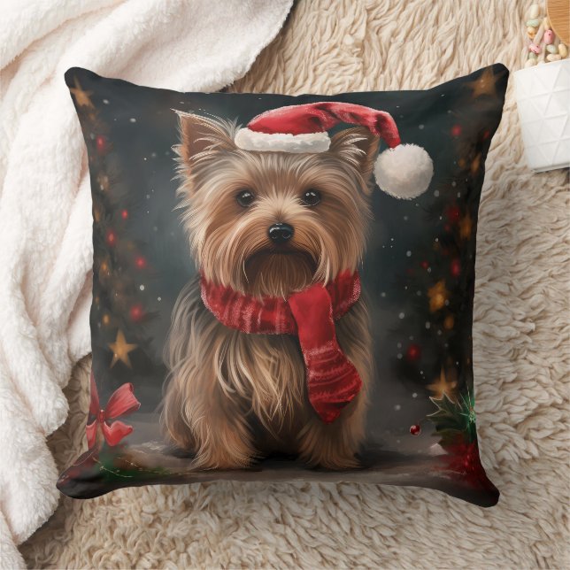 Almofada Cachorro Yorkshire Terrier na Neve Natal (Cobertor)