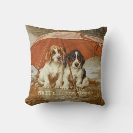 Almofada Cachorros de basset sob o guarda-chuva CC0926 Troo