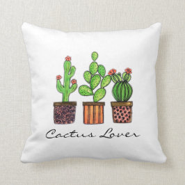 Almofada Cacto bonito da aguarela em uns potes