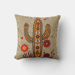 Almofada Cactus com Motifs Nativo Americano e Mexicano