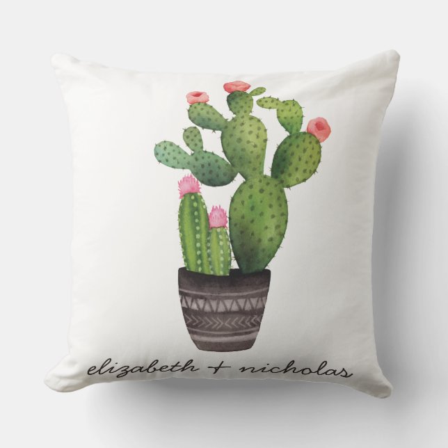 Almofada Cactus Floral Rosa (Frente)