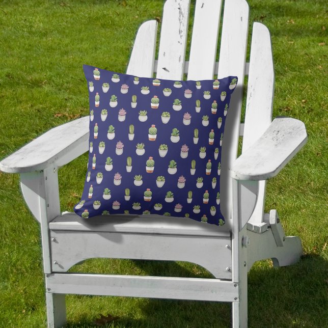 Almofada Cactus Life, Fundo Azul Profundo (Criador carregado)