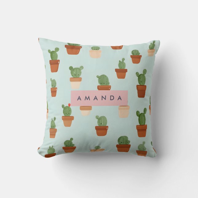 Almofada Cactus personalizado com Potes Terracotta (Frente)