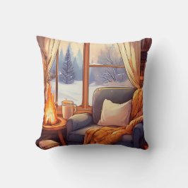 Almofada Cadeira de inverno Cozy por Lareira, Cena de inver