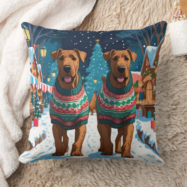 Almofada Cães Airedale Natal Neve Férias (Cobertor)