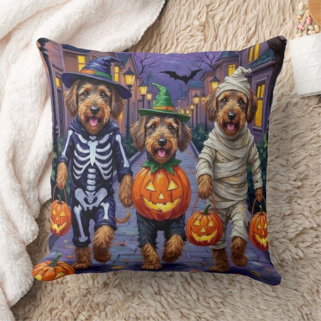 Almofada Cães Airedale Terrier fazendo Trick-or-Treating no (Cobertor)