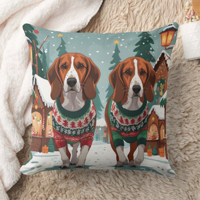 Almofada Cães American Foxhound Natal Neve Feriado (Cobertor)