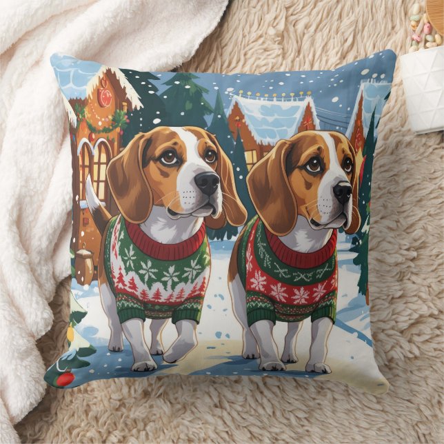 Almofada Cães Beagle Natal Neve Férias (Cobertor)