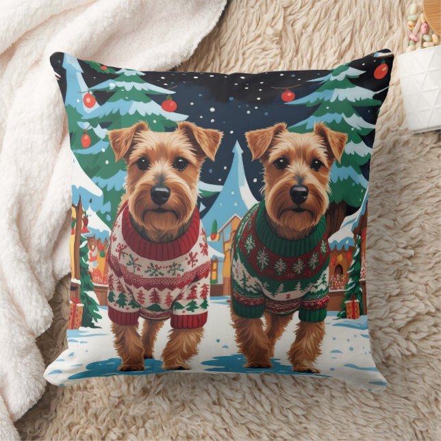 Almofada Cães Biewer Terrier Natal Neve Férias (Cobertor)