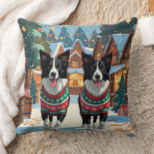 Almofada Cães Border Collie Natal Neve Férias