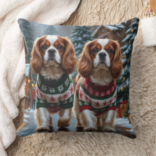 Almofada Cães Cavalier King Charles Spaniel Natal Neve 