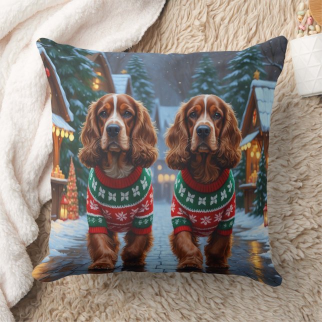 Almofada Cães Cocker Spaniel Natal Neve Férias (Cobertor)