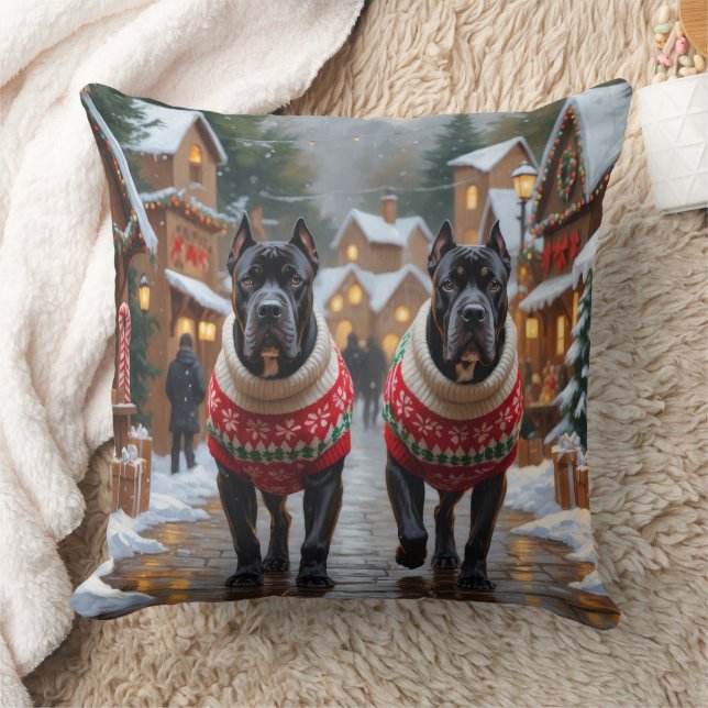 Almofada Cães Corso Natal Neve Férias (Cobertor)