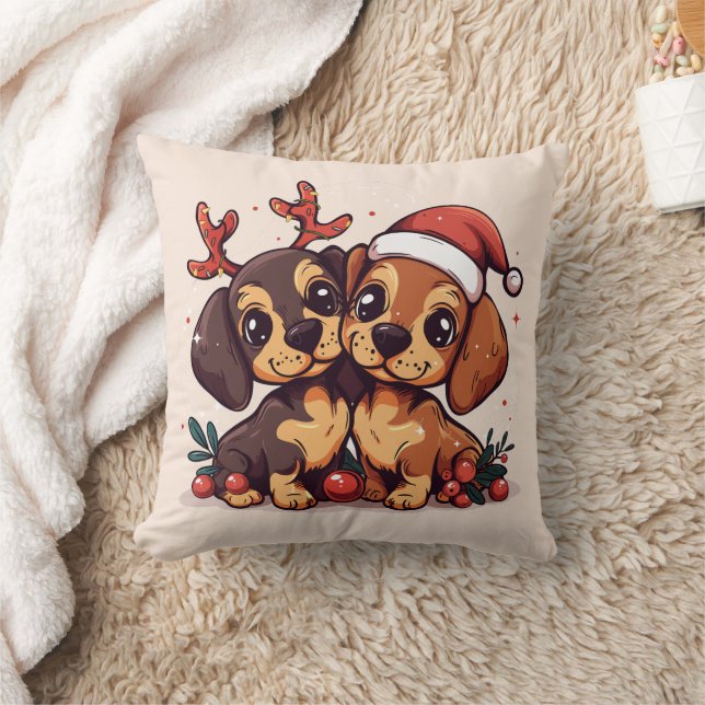 Almofada Cães Dachshund de Natal (Cobertor)