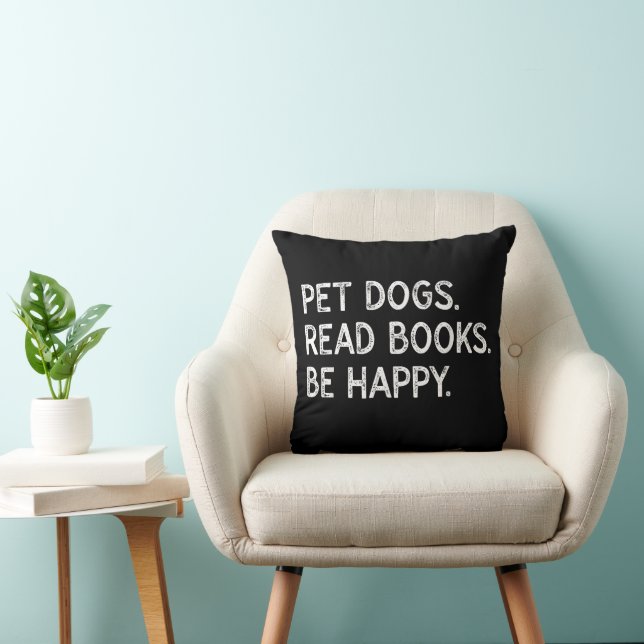 Almofada Cães de Estimação Lêem Livros Sejam Felizes Cachor (Cadeira)