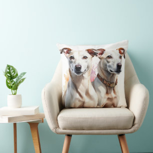 ALMOFADA CÃES DE GREYHOUND BRANCOS E MARAVILHOSOS CÓDIGOS D