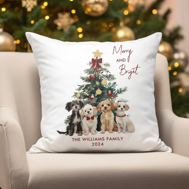 Almofada Cães de Natal Alegre e Brilhante Personalizados (Criador carregado)