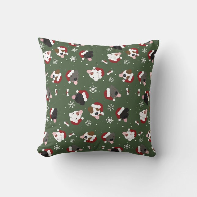Almofada Cães de Papai Noel no Verde (Frente)