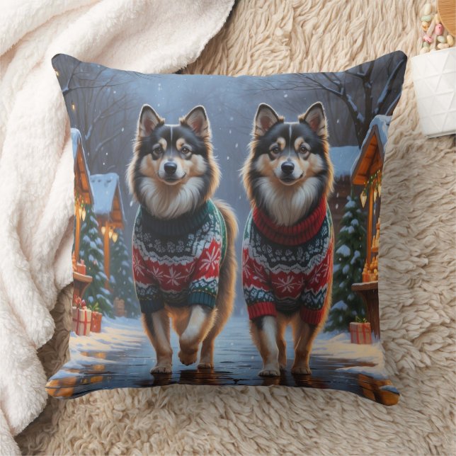 Almofada Cães Finnish Lapphund Natal Neve Férias (Cobertor)