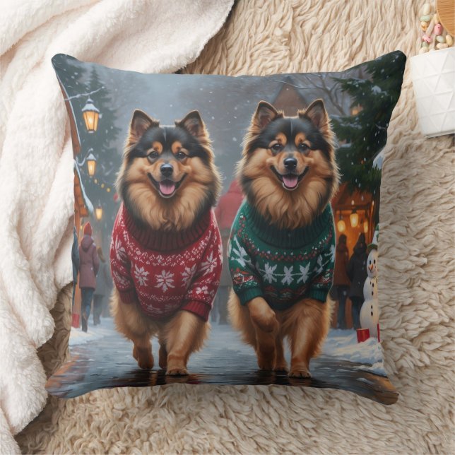Almofada Cães Keeshond Natal Neve Férias (Cobertor)