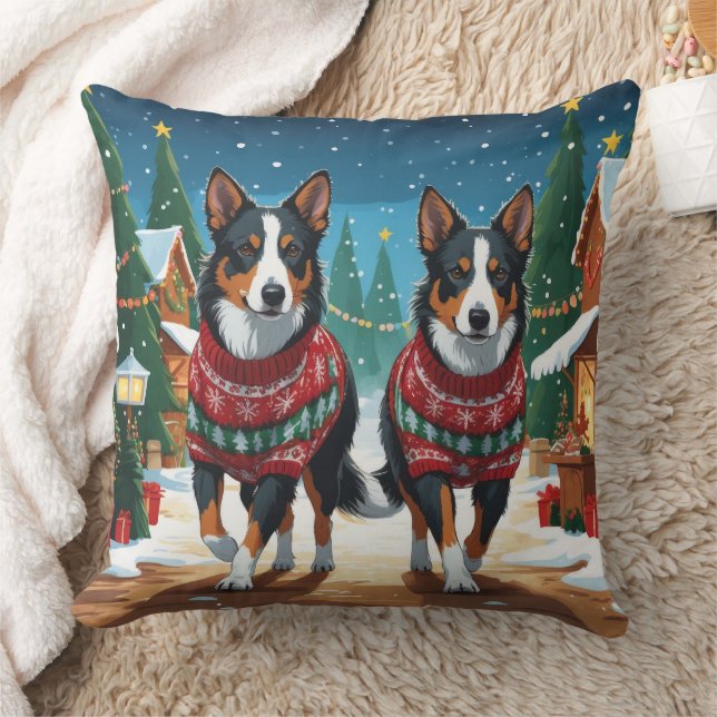 Almofada Cães Kelpie Australianos Natal Neve Feriado (Cobertor)