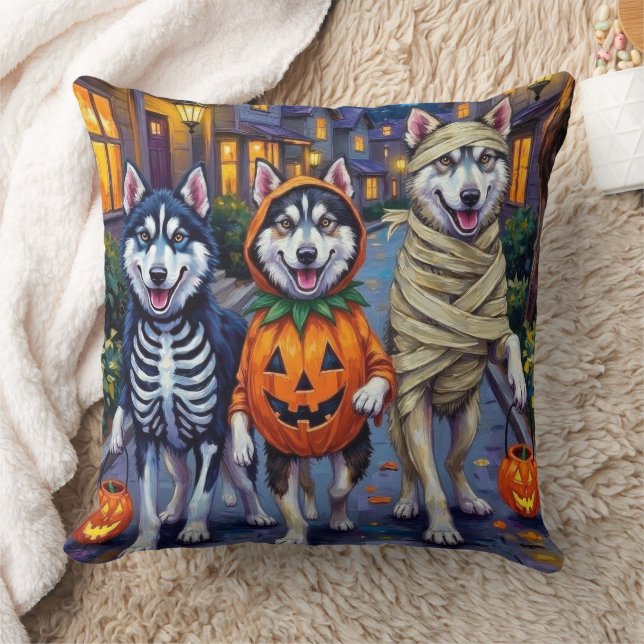 Almofada Cães Malamute do Alasca fazendo 'doce ou travessur (Cobertor)