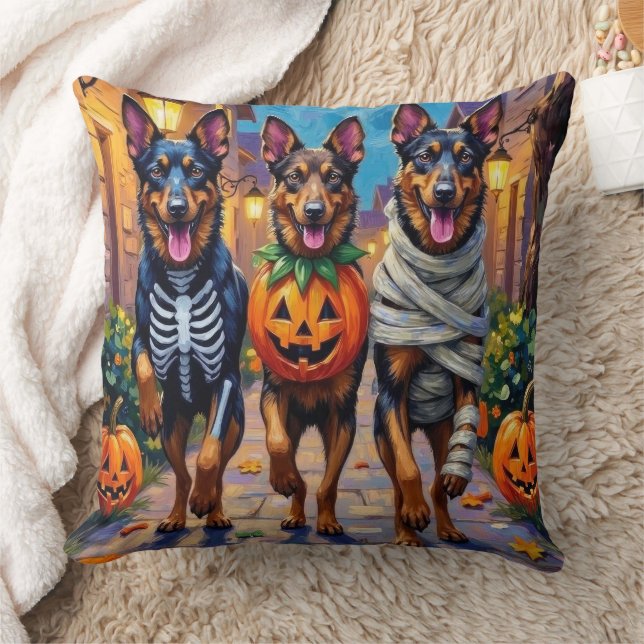 Almofada Cães Pastores Belgas Trick-or-Treating no Hallowee (Cobertor)