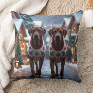 Almofada Cães Rhodesian Ridgeback Natal Neve Férias
