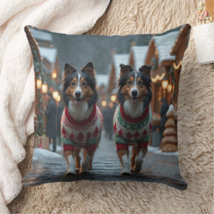 Almofada Cães Rough Collie Natal Neve Férias