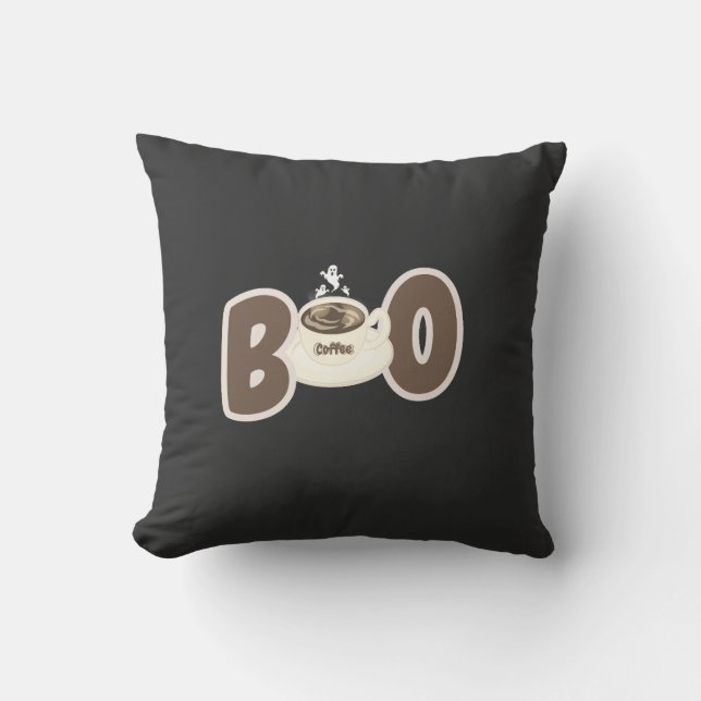 Almofada Café Boo Halloween Adorável (Frente)