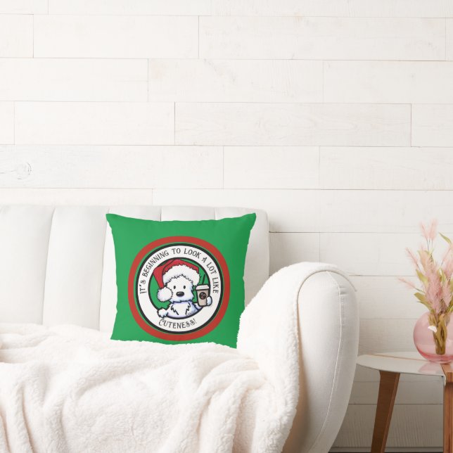 Almofada Café de Natal KiniArt Westie (Sofá)