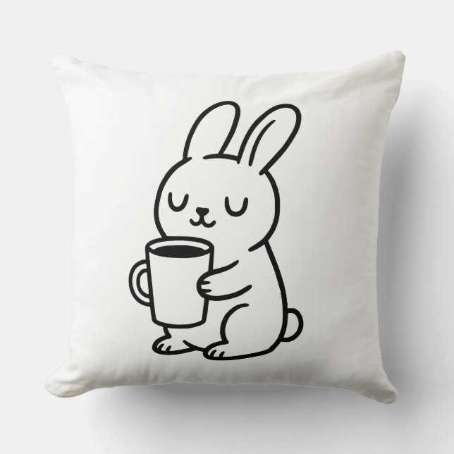 Almofada Café Desenho Cozy Bunny (Frente)