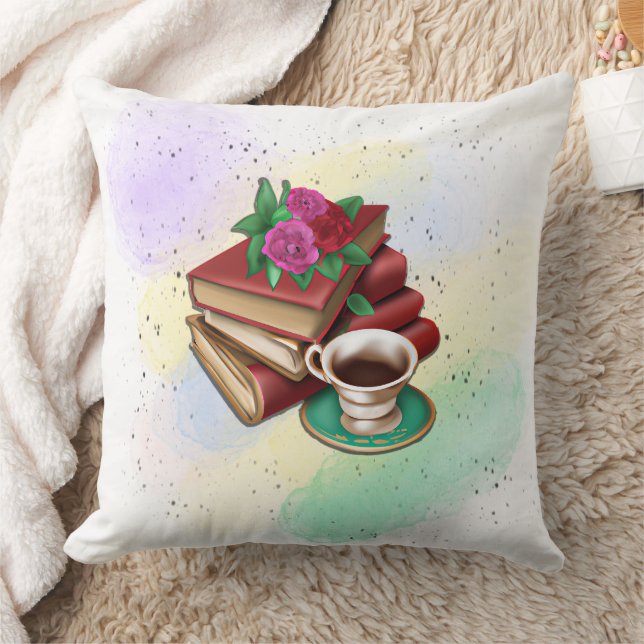 Almofada Café e Pilha de Livros (Cobertor)