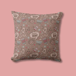 Almofada Café Reproduzido Agora Padrão de Mocha