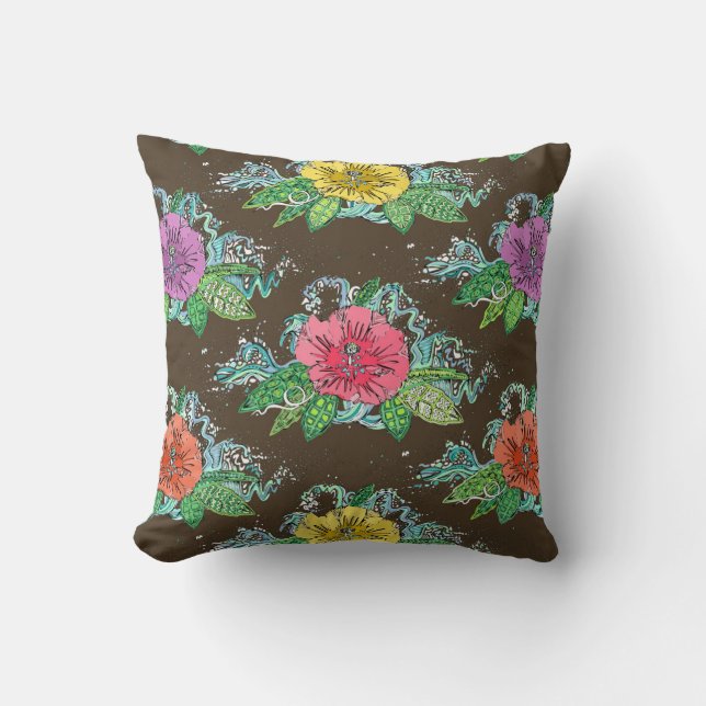 Almofada café surf hibiscus (Frente)