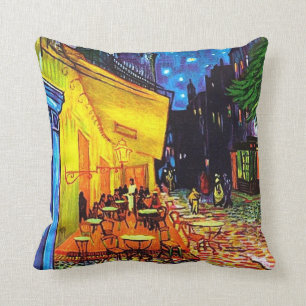 Almofada Café Terrace À Noite Pintando Vincent van Gogh