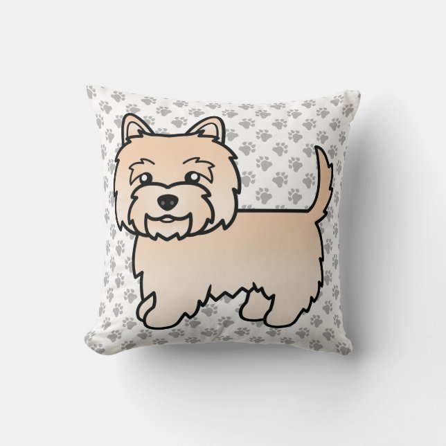 Almofada Cairn Terrier Creme Cachorro de Desenho Animado Fo (Frente)