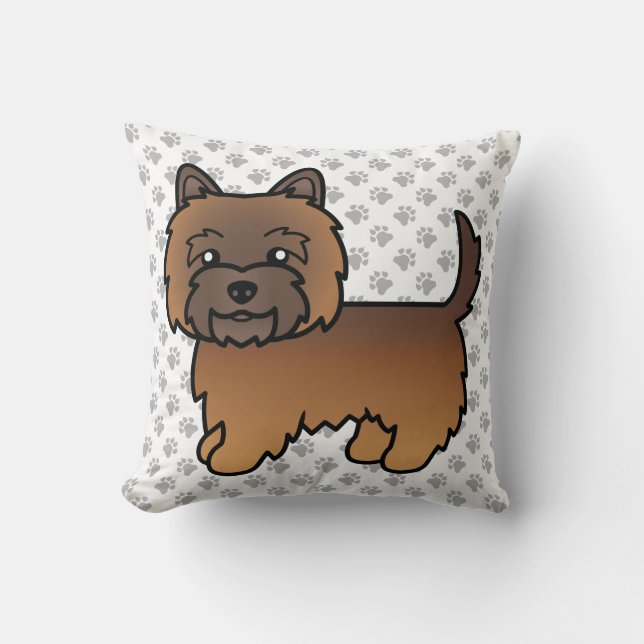 Almofada Cairn Terrier Listrado Vermelho Cachorro de Desenh (Frente)