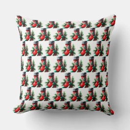 Almofada Calçado de Natal Vermelho com uma árvore de Natal