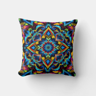 Almofada Caleidoscópio Colorido Mandala Design Mug, Travess