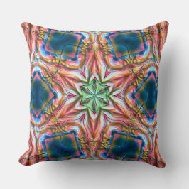 Almofada Caleidoscópio estelar em textura áspera, salmão qu