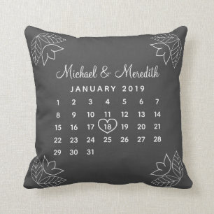 Almofada Calendário de Aniversário Personalizado Elegante