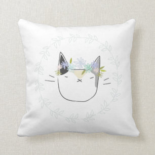 Almofada Calico Cat com flores silvestres