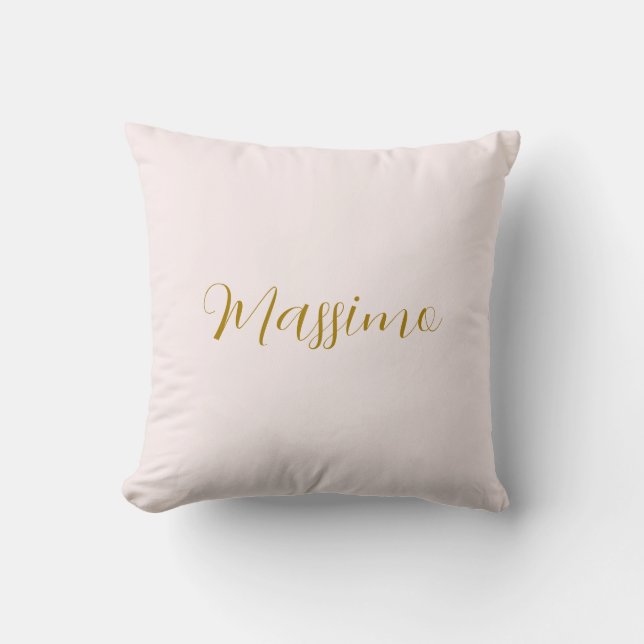Almofada Caligrafia Elegante Cor Dourada e Pastel Nome Simp (Frente)
