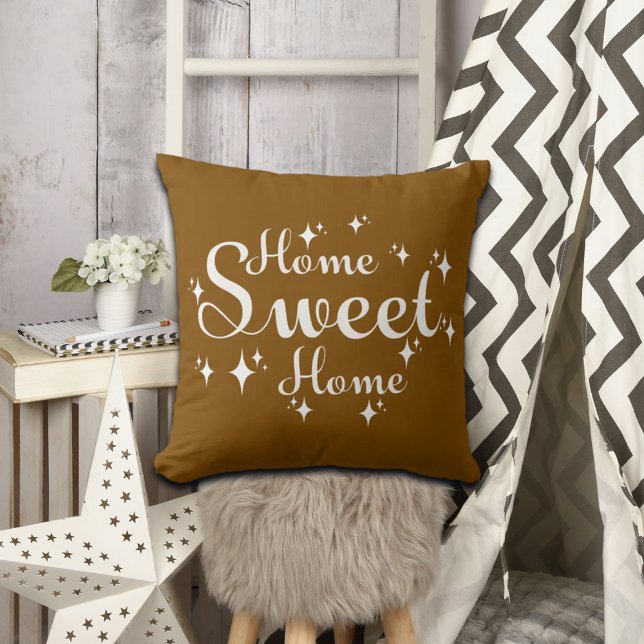 Almofada Caligrafia festiva e estrelas 'Casa doce' (Criador carregado)